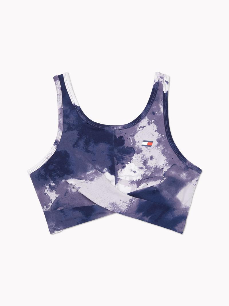 Soutien Gorge Tommy Hilfiger Essential Watercolor Print Sports Femme Bleu | FR_W21520