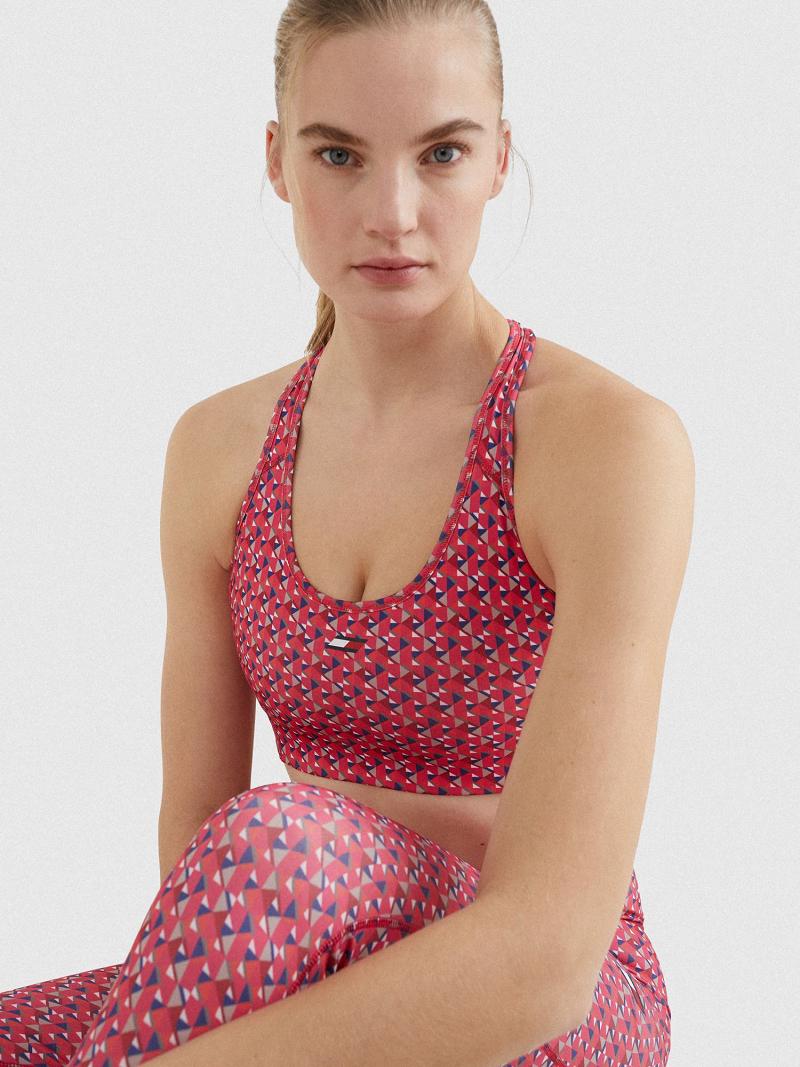 Soutien Gorge Tommy Hilfiger Geometric Print Racerback Sports Femme Rose | FR_W21521