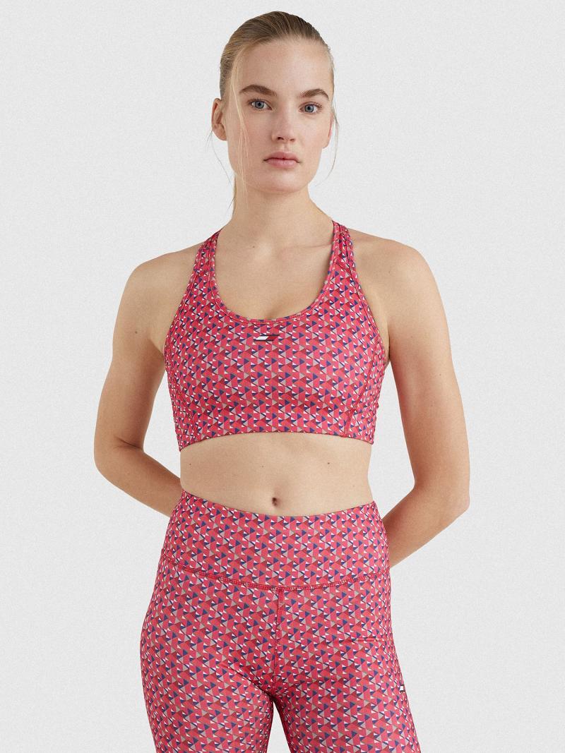 Soutien Gorge Tommy Hilfiger Geometric Print Racerback Sports Femme Rose | FR_W21521