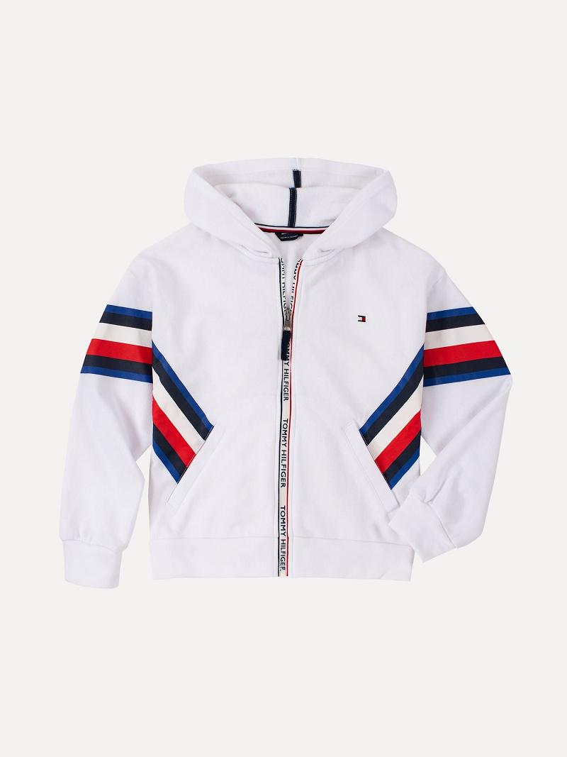 Sweat À Capuche Tommy Hilfiger Big Chevron Logo Enfant Blanche | FR_G1088