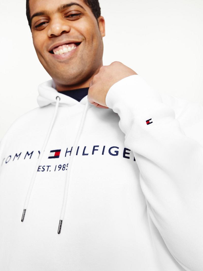 Sweat À Capuche Tommy Hilfiger Big and tall organic cotton logo Homme Blanche | FR_M31433