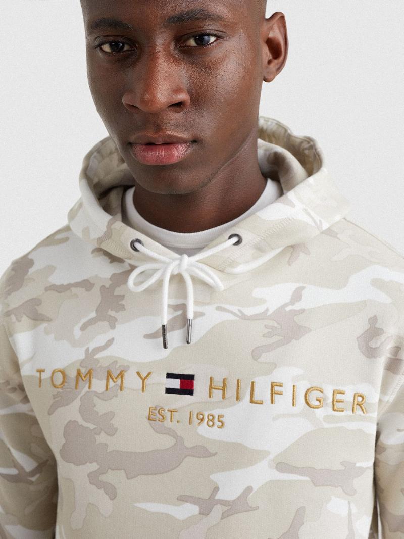 Sweat À Capuche Tommy Hilfiger Camo logo Homme Blanche Camouflage | FR_M31434