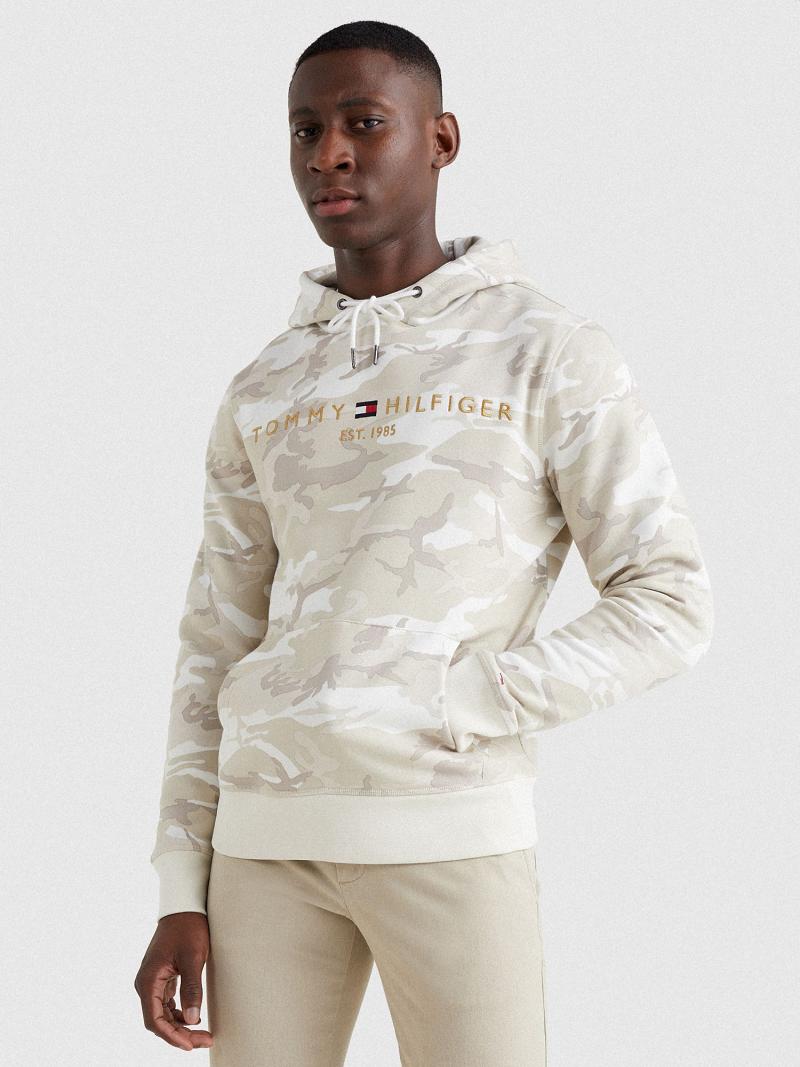 Sweat À Capuche Tommy Hilfiger Camo logo Homme Blanche Camouflage | FR_M31434