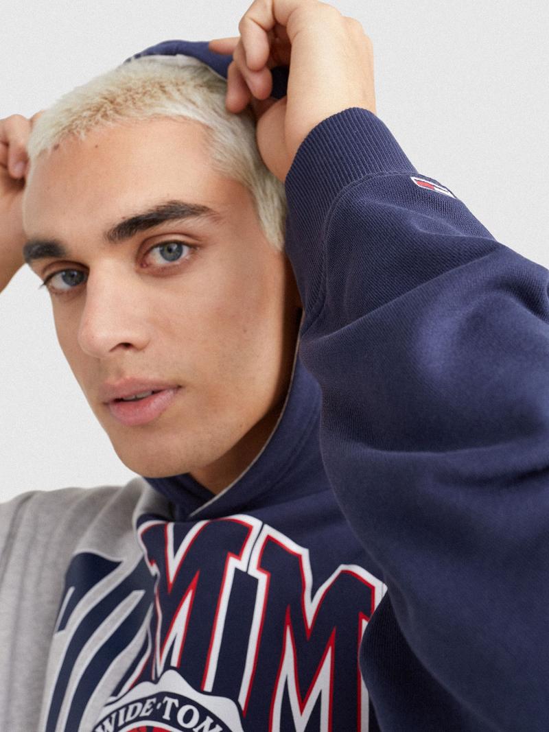 Sweat À Capuche Tommy Hilfiger Classiche cut-and-sew tommy Homme Bleu Marine Multicolore | FR_M31435