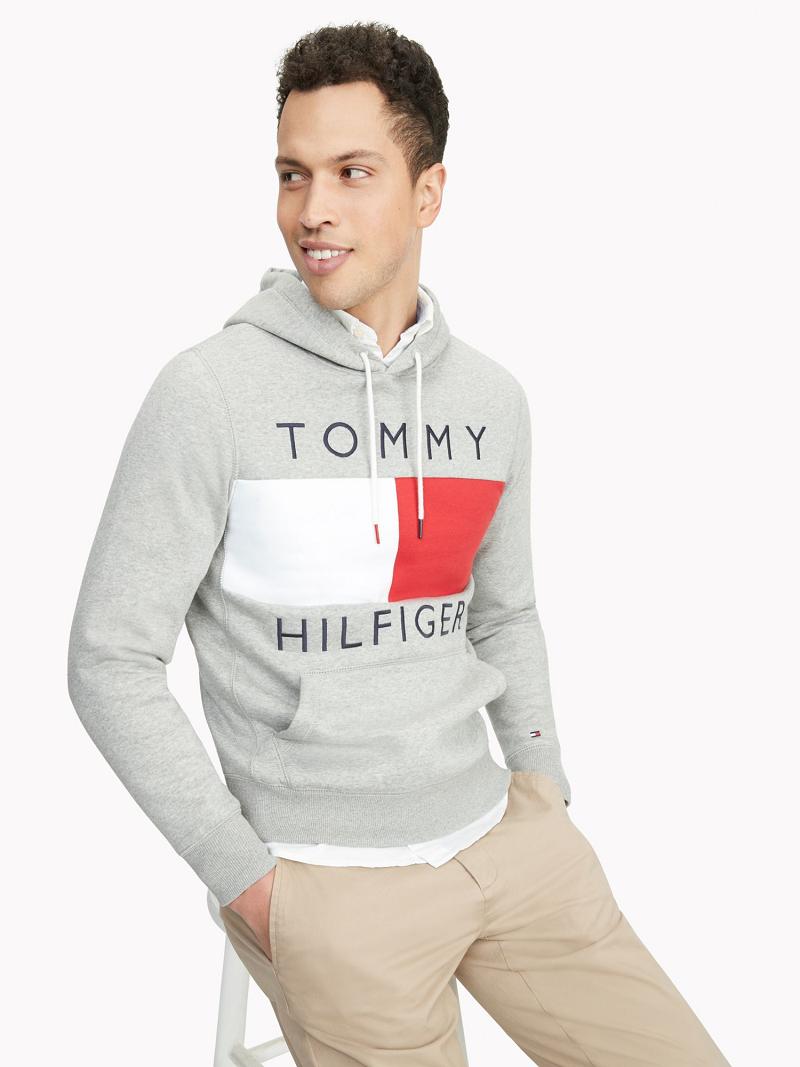 Sweat À Capuche Tommy Hilfiger Essential Logo Homme Grise | FR_M31439