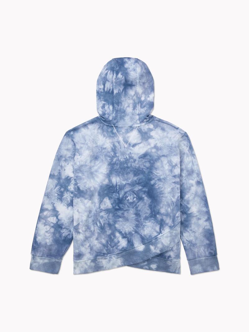 Sweat À Capuche Tommy Hilfiger Essential Curve Watercolor Print Femme Bleu | FR_W21143