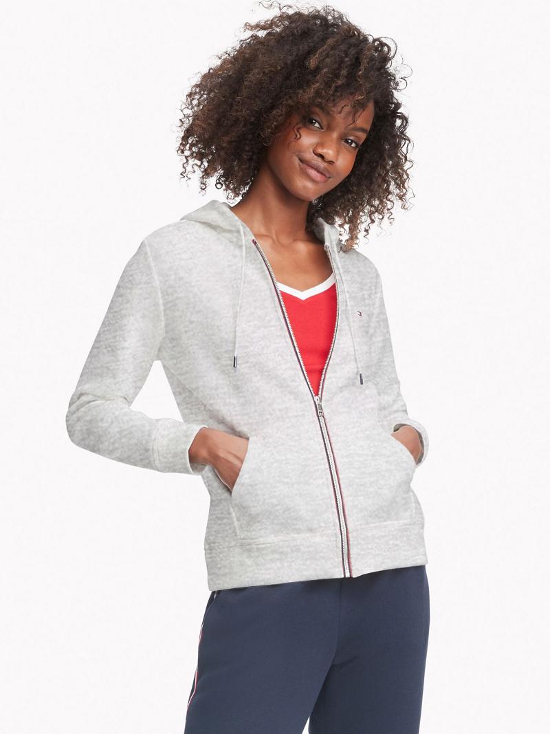 Sweat À Capuche Tommy Hilfiger Essential Flag Femme Grise | FR_W21146