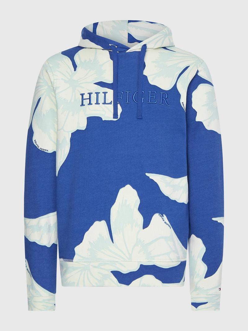 Sweat À Capuche Tommy Hilfiger Floral Print Homme Bleu Blanche | FR_M31445