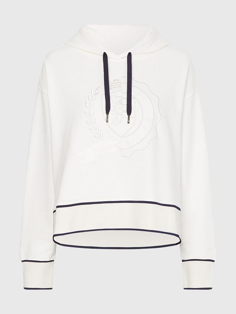 Sweat À Capuche Tommy Hilfiger Icon Crest Femme Blanche | FR_W21148