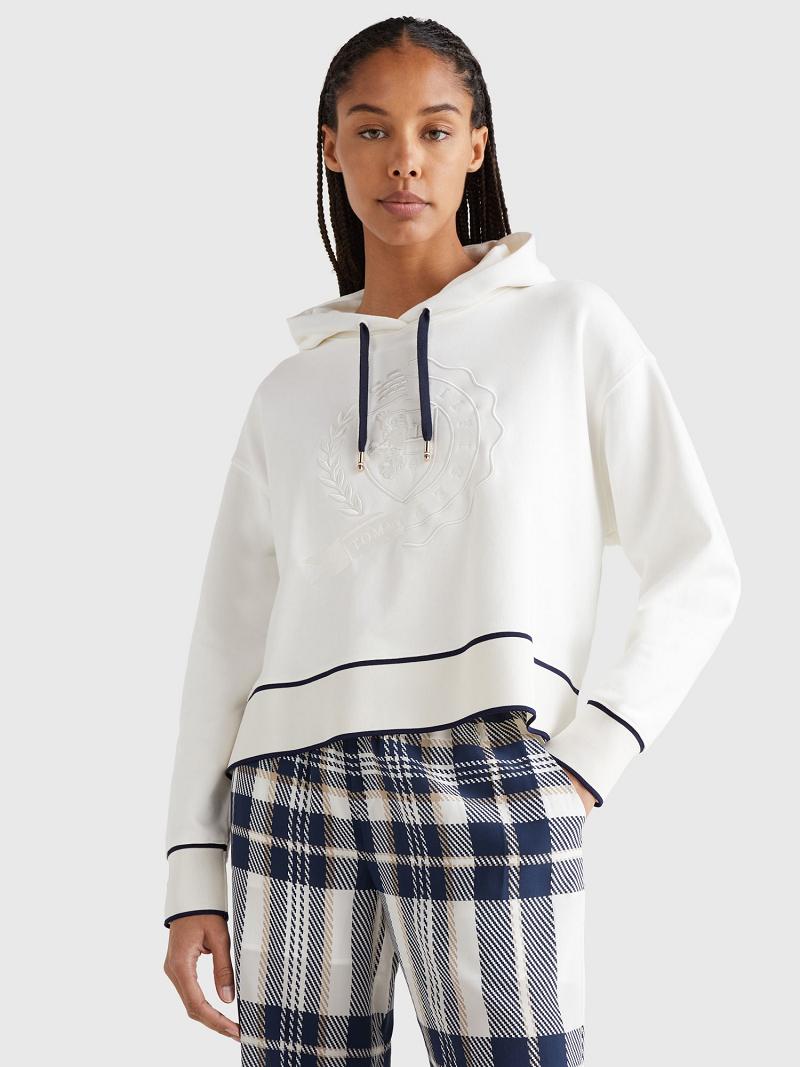 Sweat À Capuche Tommy Hilfiger Icon Crest Femme Blanche | FR_W21148