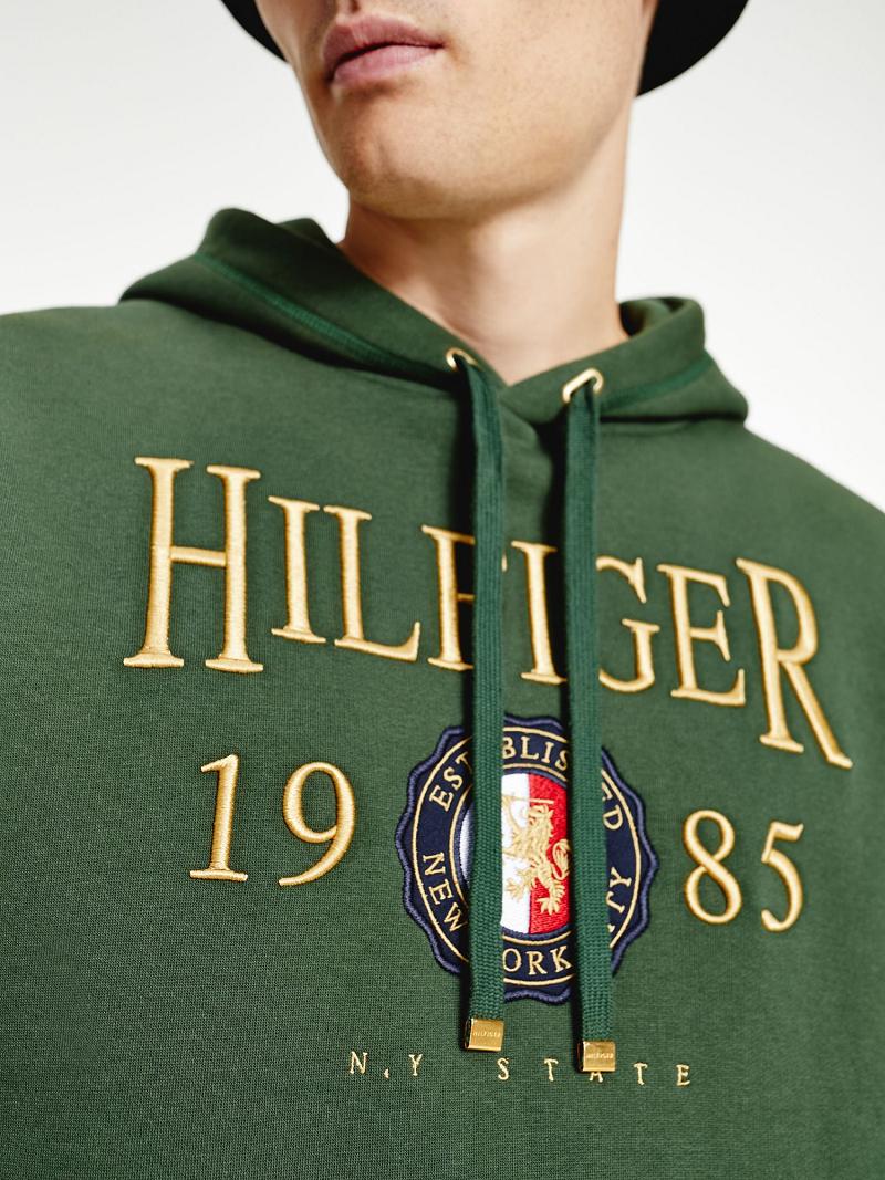 Sweat À Capuche Tommy Hilfiger Icon Organic Coton Crest Homme Vert | FR_M31446