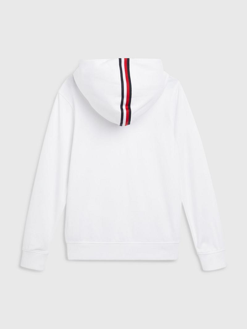 Sweat À Capuche Tommy Hilfiger Logo Stripe Enfant Blanche | FR_B2030