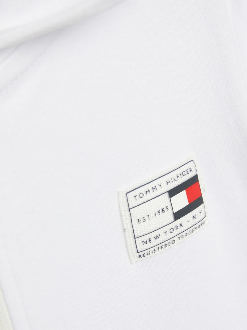 Sweat À Capuche Tommy Hilfiger Logo Stripe Enfant Blanche | FR_B2030