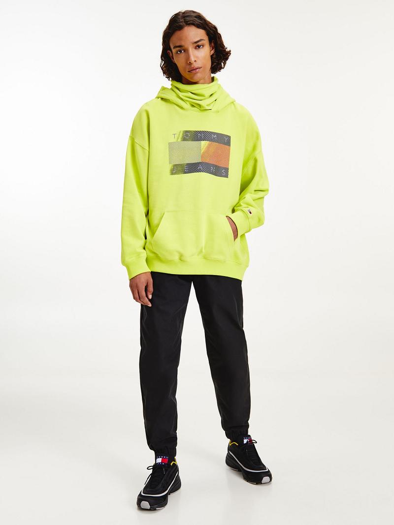 Sweat À Capuche Tommy Hilfiger Modern reflective flag Homme Vert | FR_M31449