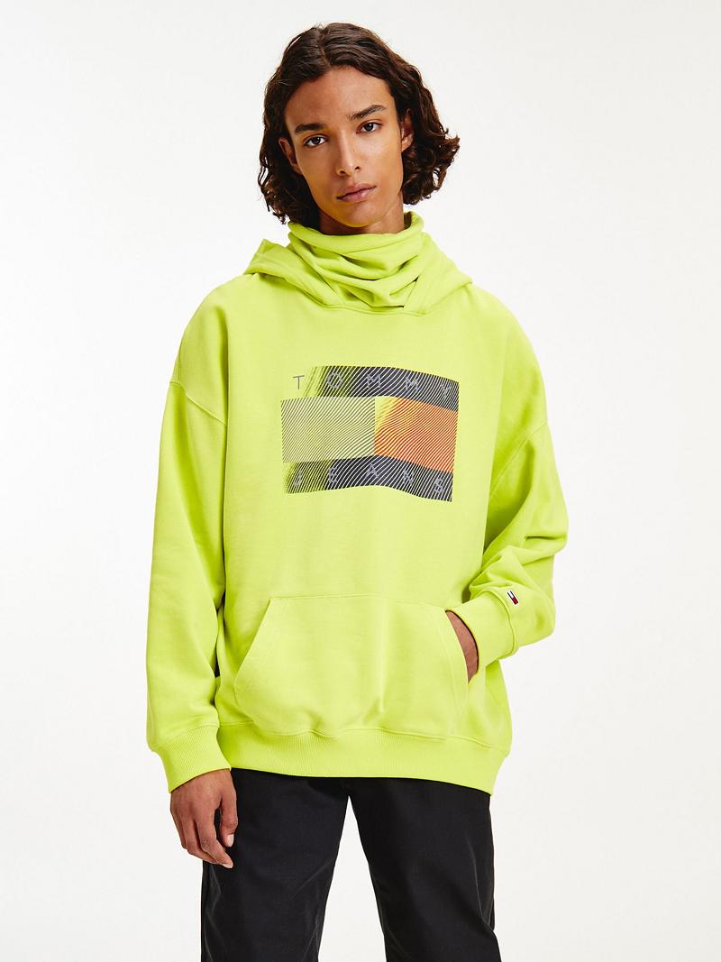 Sweat À Capuche Tommy Hilfiger Modern reflective flag Homme Vert | FR_M31449