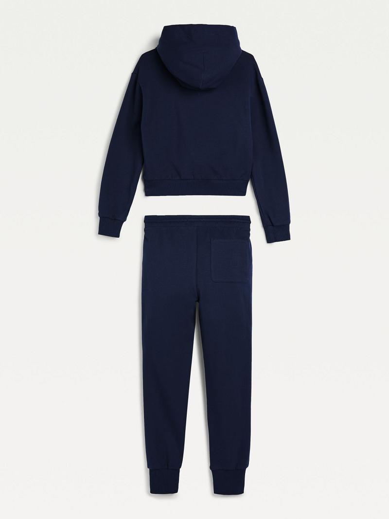 Sweat À Capuche Tommy Hilfiger Organic Colorblock & Jogger Set Enfant Bleu Marine | FR_B2031