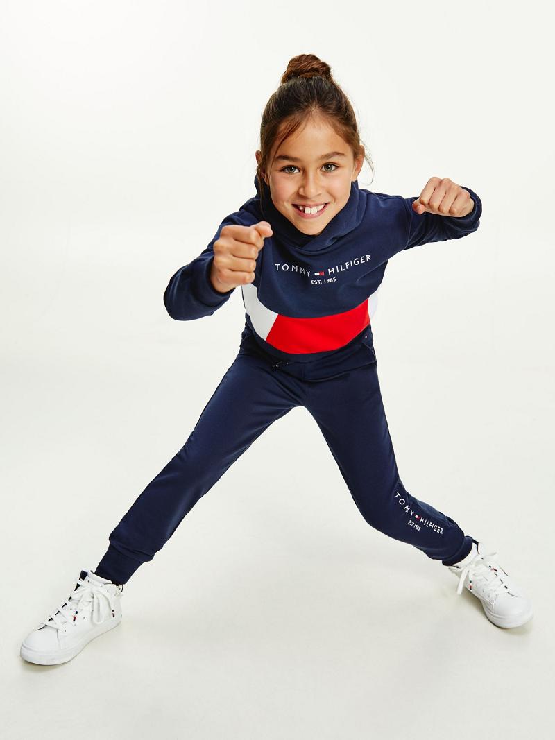 Sweat À Capuche Tommy Hilfiger Organic Colorblock & Jogger Set Enfant Bleu Marine | FR_B2031