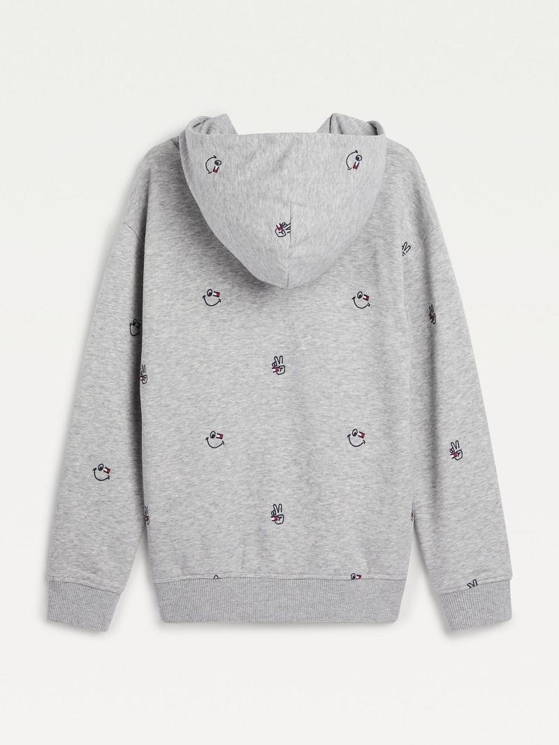 Sweat À Capuche Tommy Hilfiger Organic Coton Smiles Enfant Grise | FR_B2033