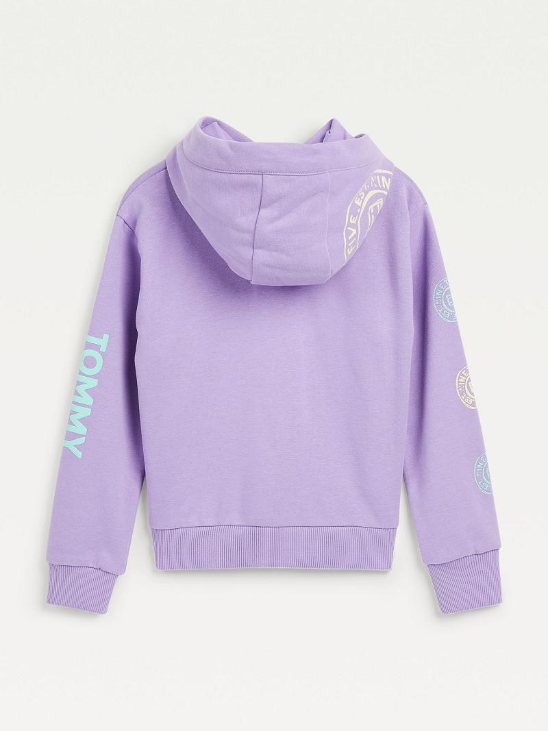 Sweat À Capuche Tommy Hilfiger Organic Coton Pastel Print Enfant Violette | FR_G1100