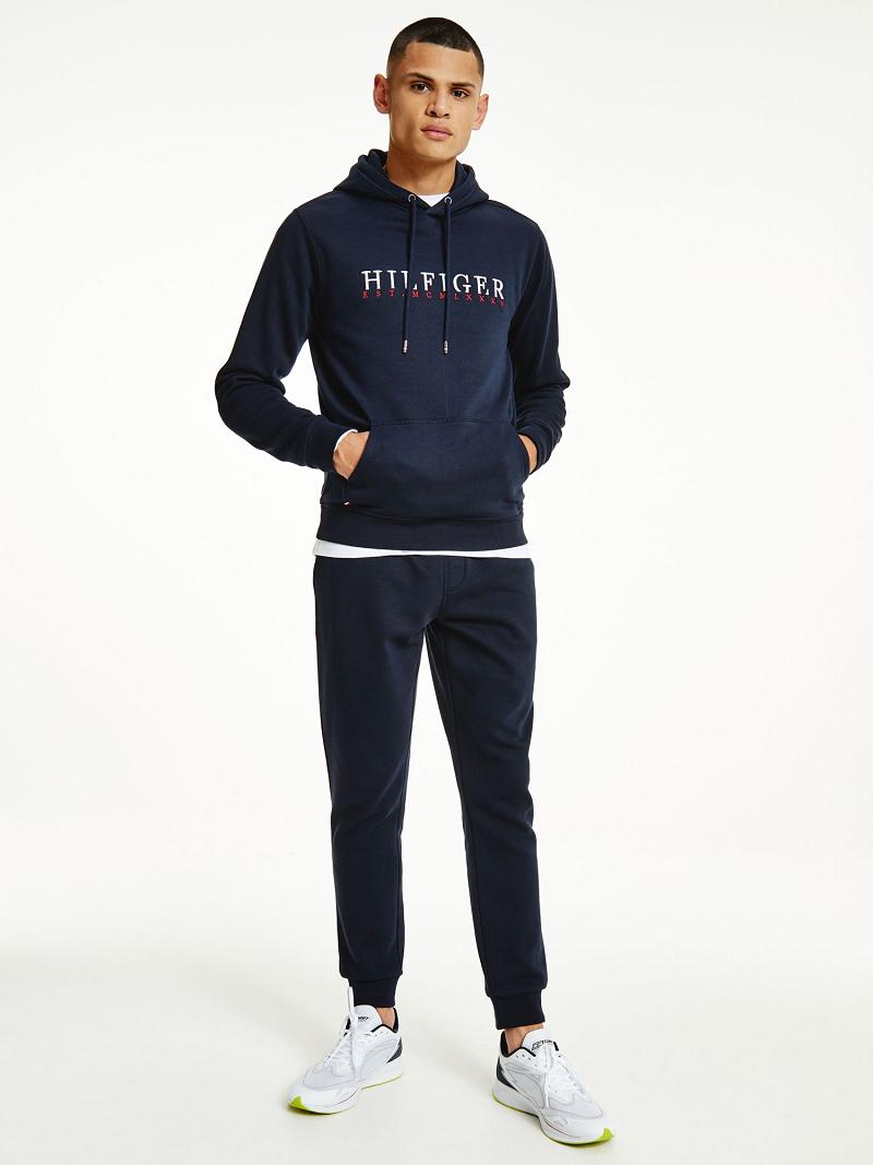 Sweat À Capuche Tommy Hilfiger Organic Coton Logo Homme Bleu Marine | FR_M31453