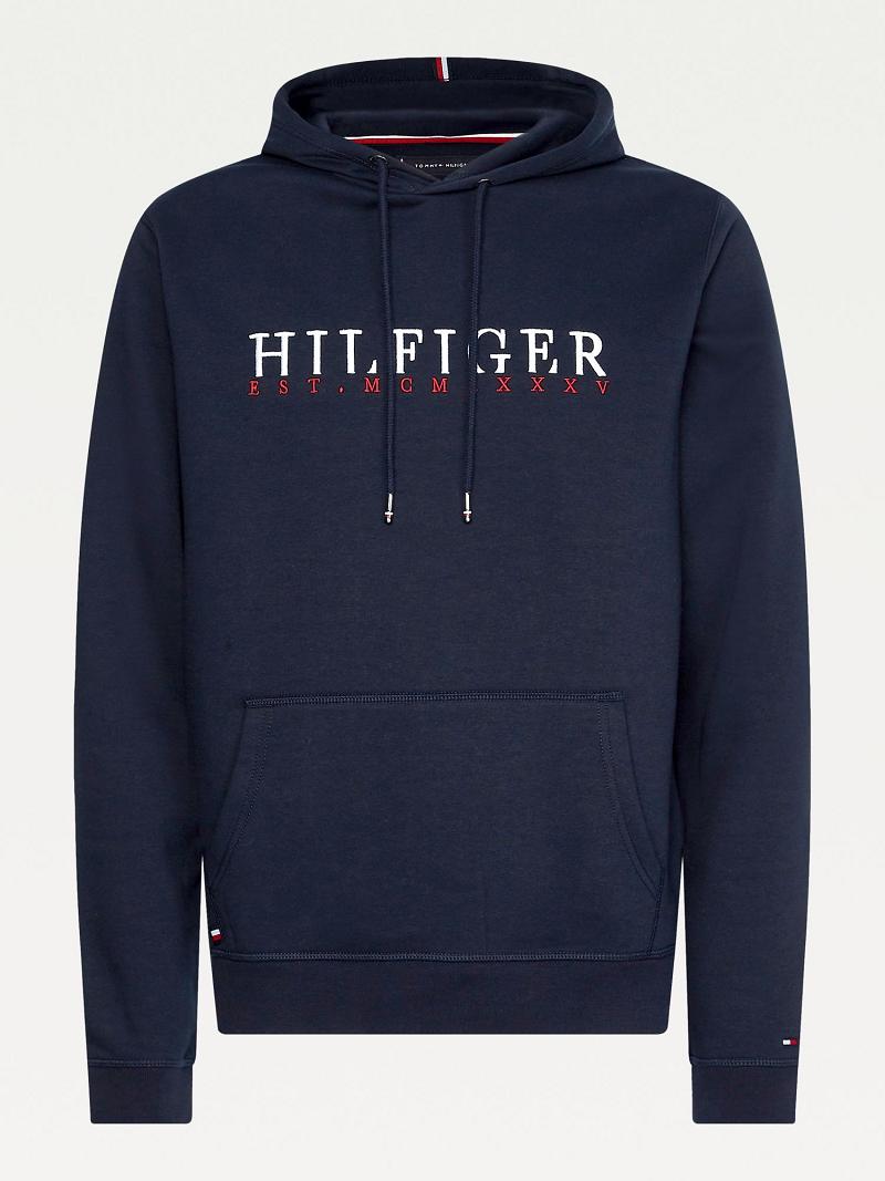 Sweat À Capuche Tommy Hilfiger Organic Coton Logo Homme Bleu Marine | FR_M31453