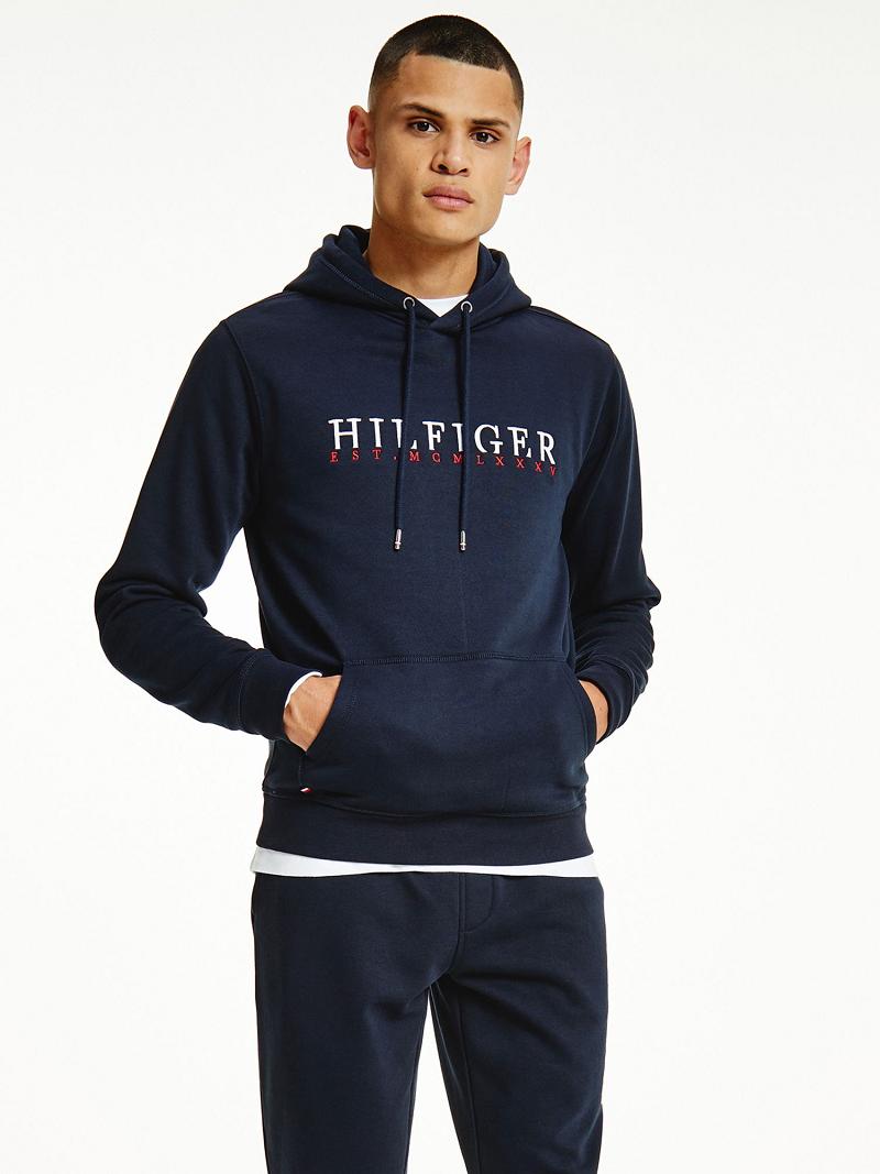 Sweat À Capuche Tommy Hilfiger Organic Coton Logo Homme Bleu Marine | FR_M31453