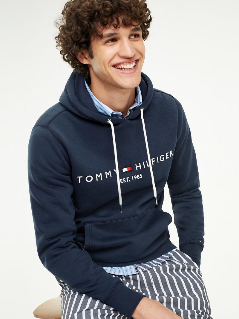 Sweat À Capuche Tommy Hilfiger Organic Coton Logo Homme Bleu | FR_M31454