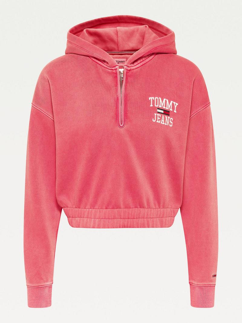 Sweat À Capuche Tommy Hilfiger Organic Coton Collegiate Femme Rouge | FR_W21155