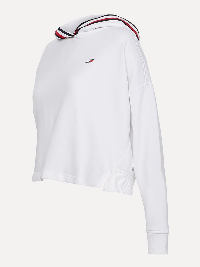 Sweat À Capuche Tommy Hilfiger Organic Coton Stripe Femme Blanche | FR_W21158