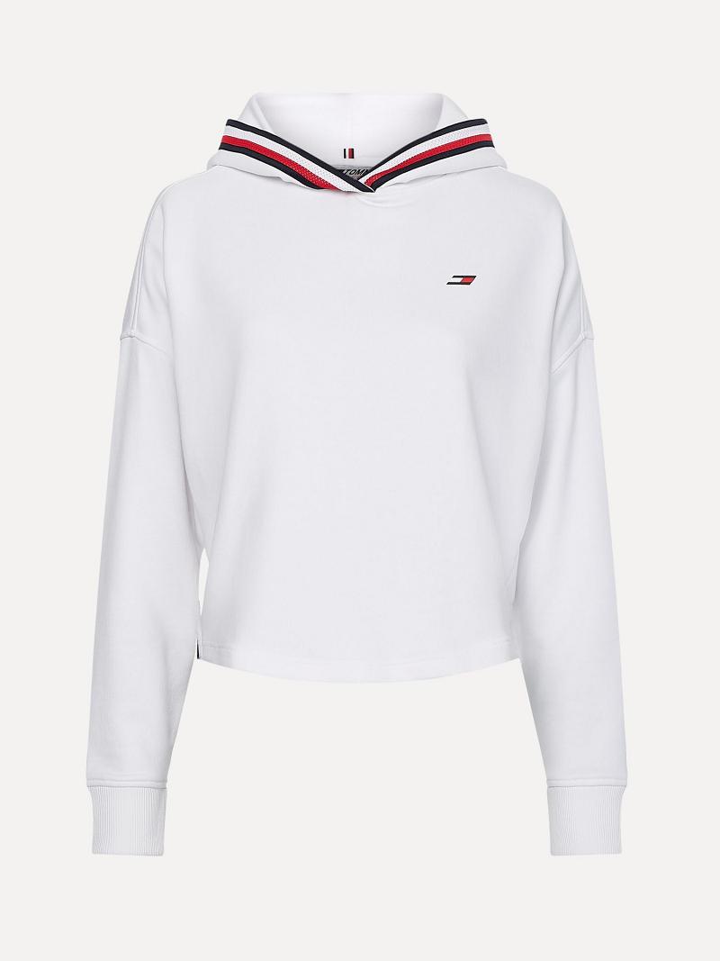 Sweat À Capuche Tommy Hilfiger Organic Coton Stripe Femme Blanche | FR_W21158