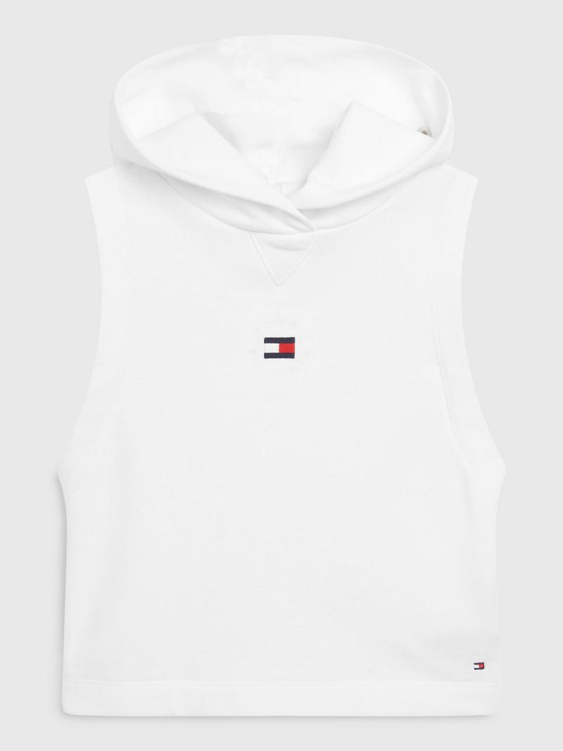 Sweat À Capuche Tommy Hilfiger Sans Manches Enfant Blanche | FR_G1103