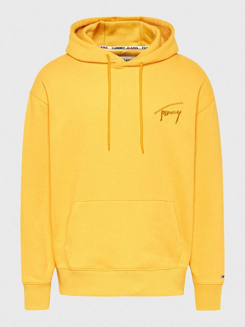 Sweat À Capuche Tommy Hilfiger Signature Logo Homme Jaune | FR_M31461