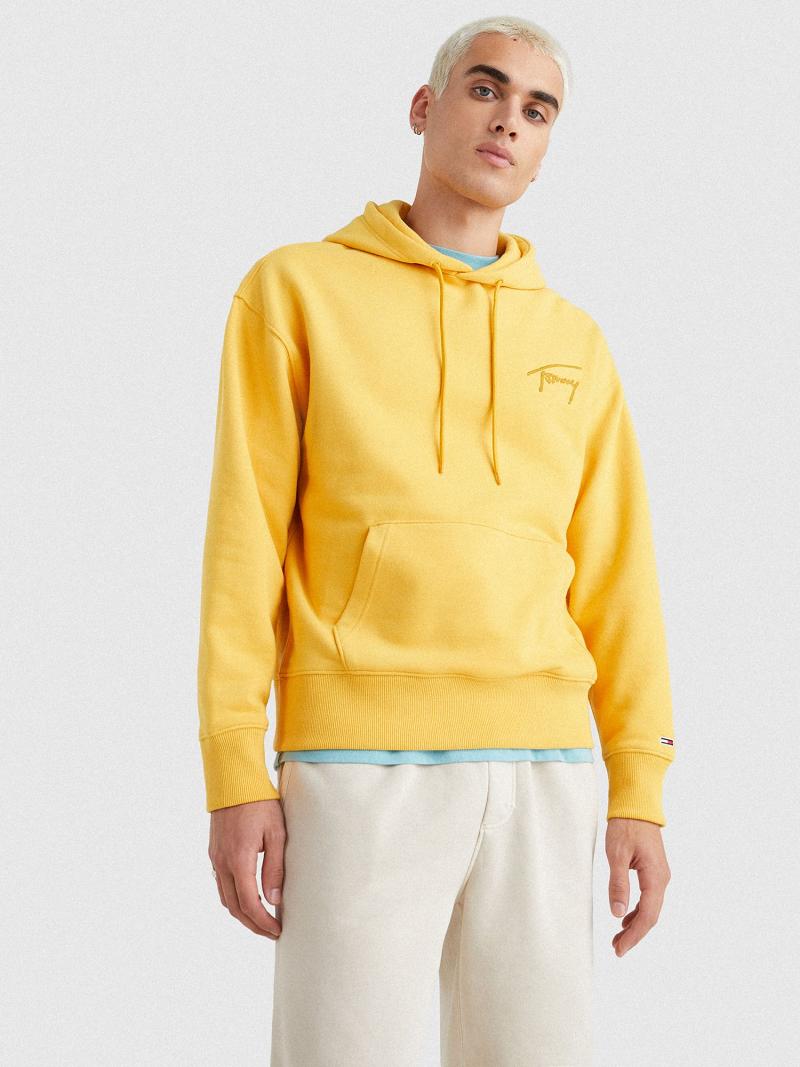 Sweat À Capuche Tommy Hilfiger Signature Logo Homme Jaune | FR_M31461