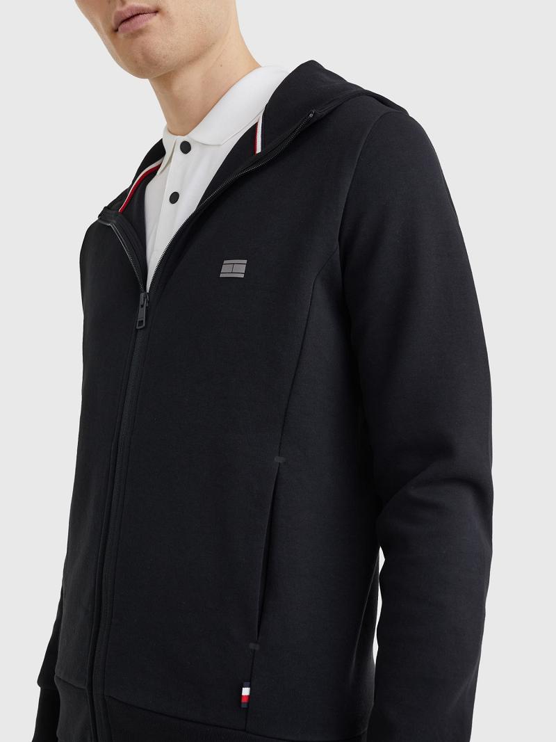 Sweat À Capuche Tommy Hilfiger Solid tech zip Homme Noir | FR_M31465