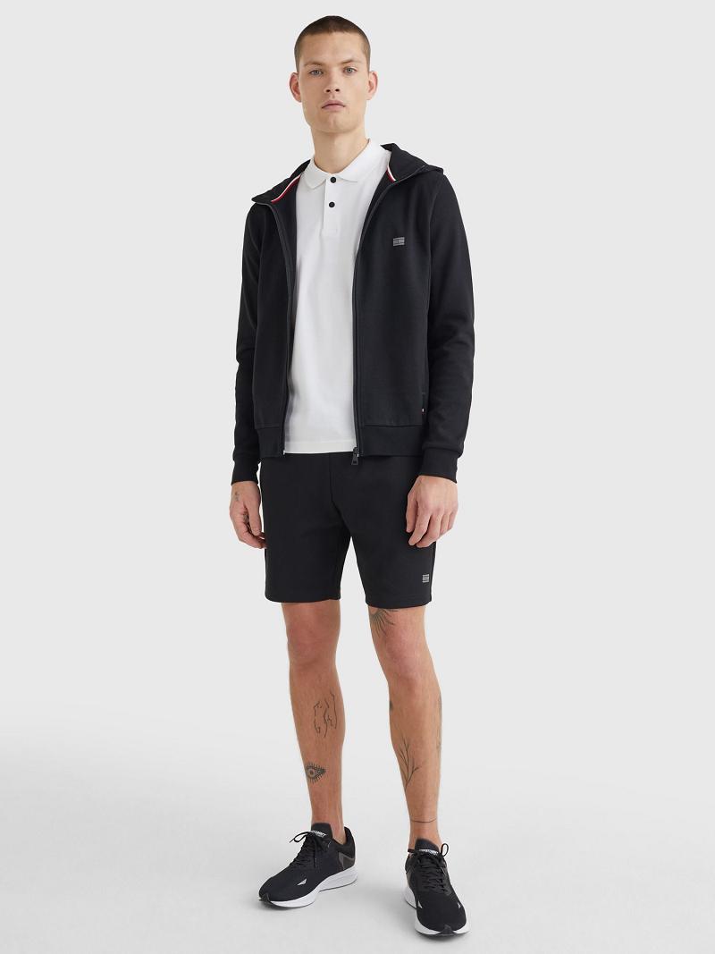 Sweat À Capuche Tommy Hilfiger Solid tech zip Homme Noir | FR_M31465