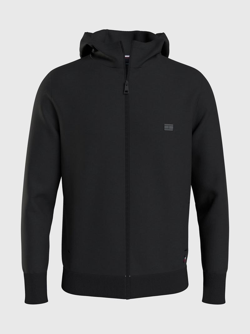 Sweat À Capuche Tommy Hilfiger Solid tech zip Homme Noir | FR_M31465