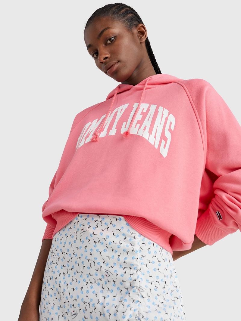 Sweat À Capuche Tommy Hilfiger Tommy Logo Femme Rose | FR_W21166