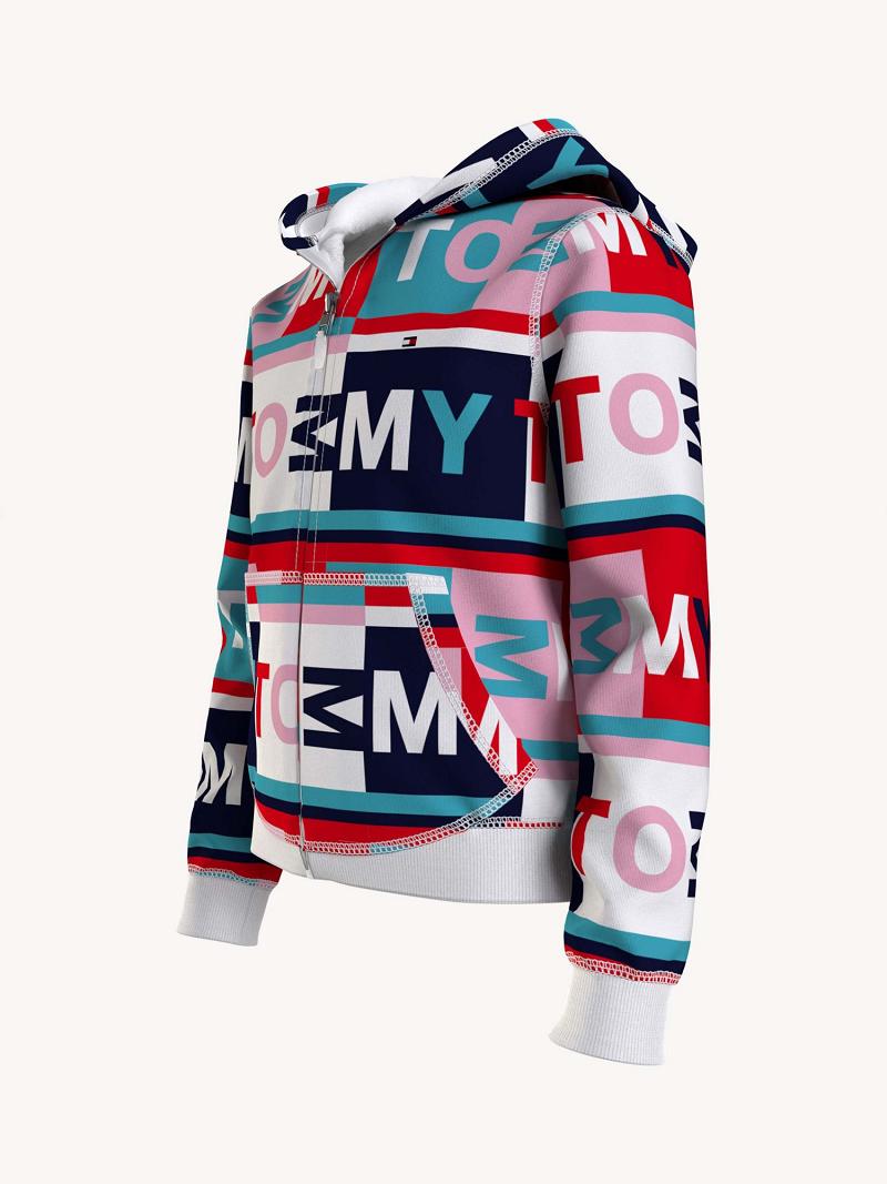 Sweat À Capuche Tommy Hilfiger Tommy Print Zip Enfant Multicolore | FR_G1108