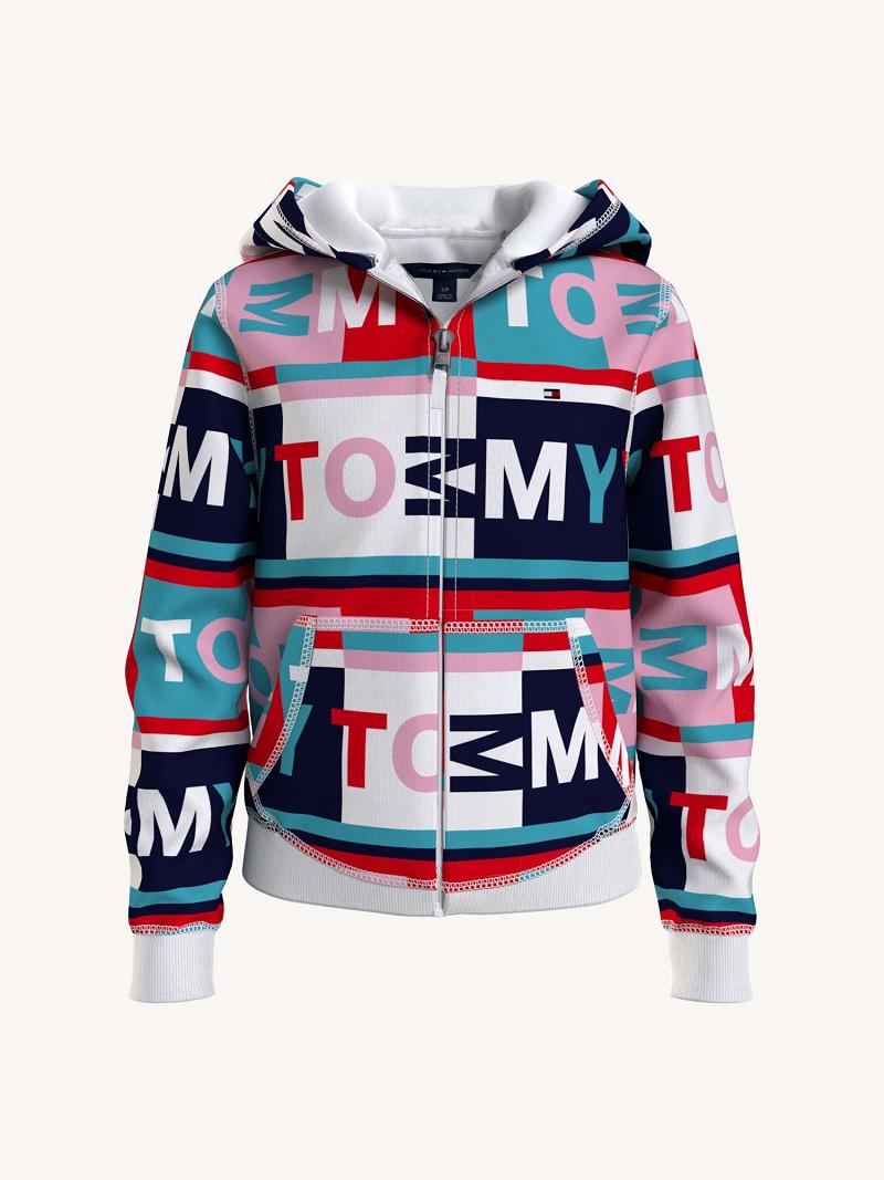 Sweat À Capuche Tommy Hilfiger Tommy Print Zip Enfant Multicolore | FR_G1108