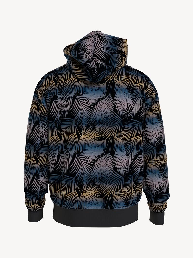 Sweat À Capuche Tommy Hilfiger Tonal palm leaves Homme Noir Multicolore | FR_M31469