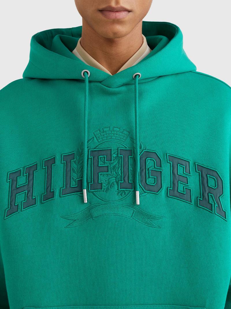 Sweat À Capuche Tommy Hilfiger Varsity crest Homme Vert | FR_M31470