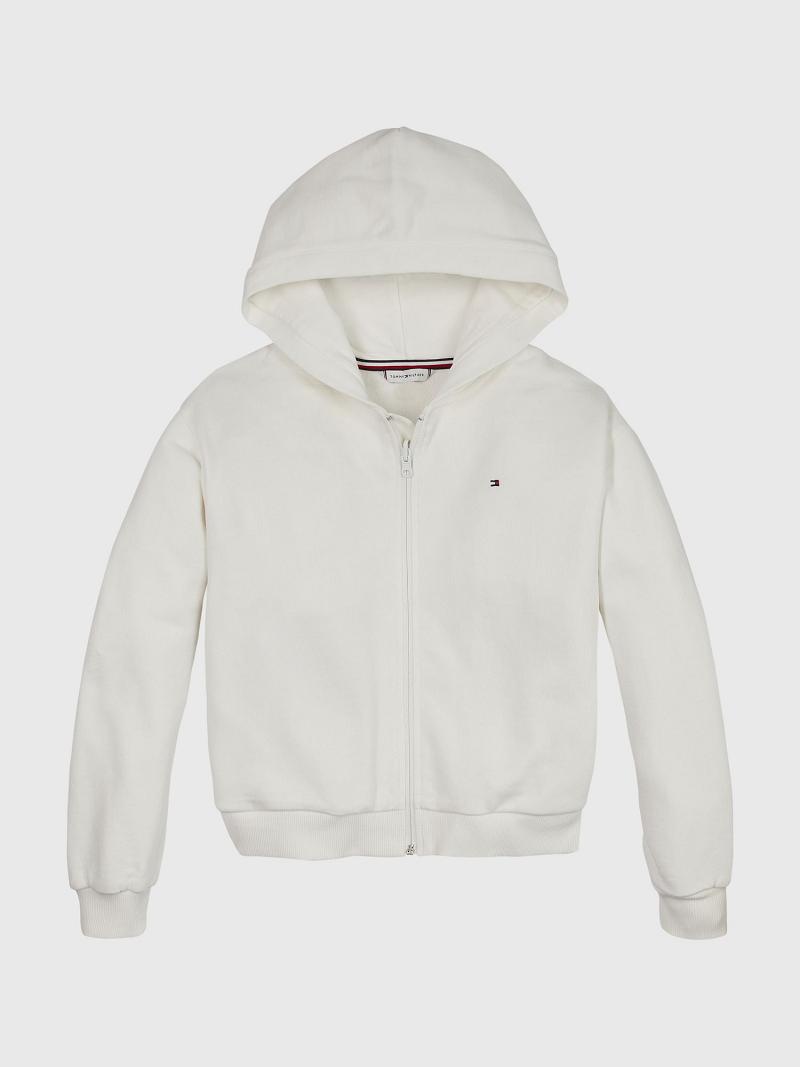 Sweat À Capuche Tommy Hilfiger Zip Enfant Blanche | FR_G1109