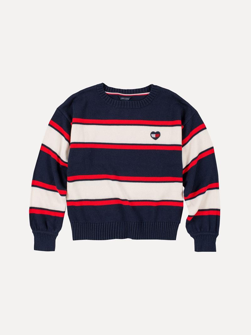 Sweats Tommy Hilfiger Big Stripe Pull Enfant Bleu | FR_G1194