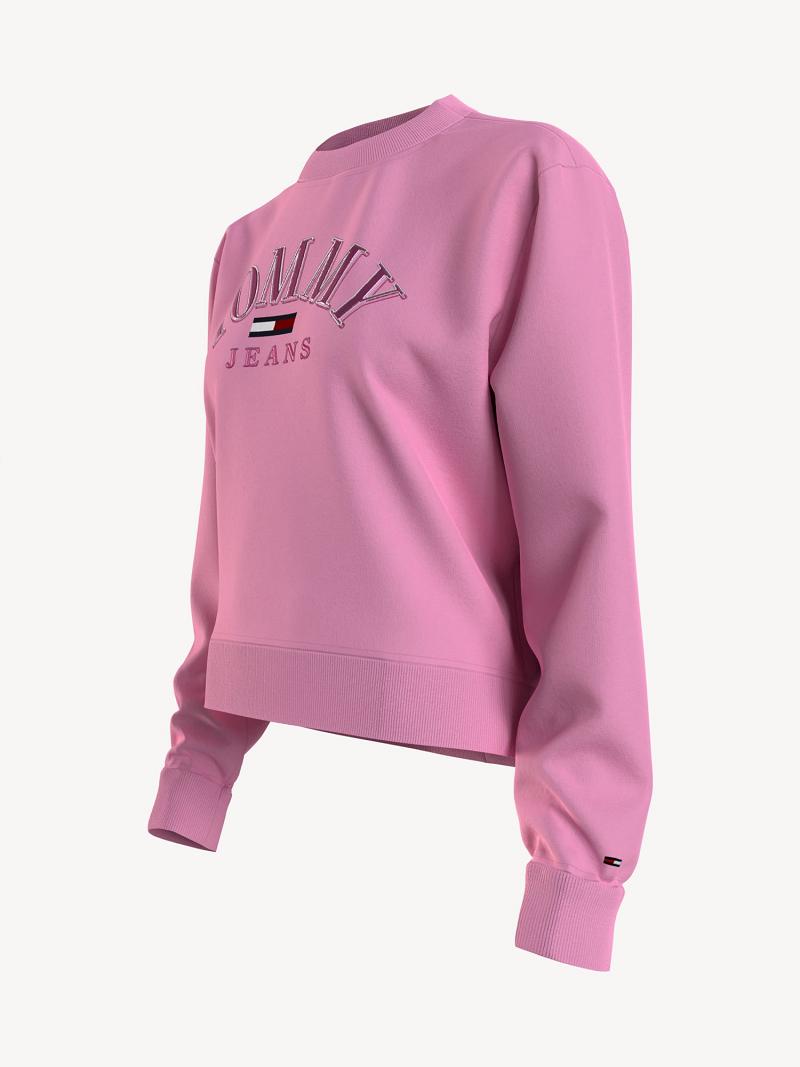 Sweats Tommy Hilfiger Collegiate Logo Femme Rose | FR_W21376