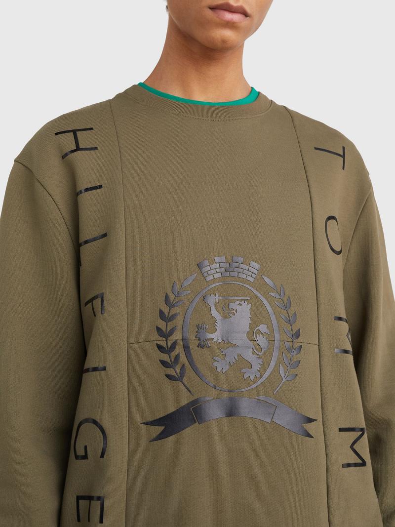 Sweats Tommy Hilfiger Crest and flag Homme Vert | FR_M31116