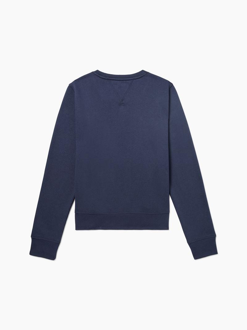 Sweats Tommy Hilfiger Essential Cropped Tommy Flag Femme Bleu Marine | FR_W21383