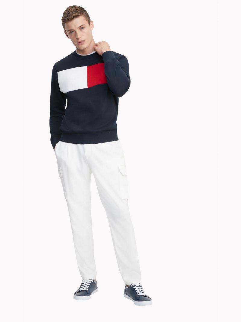 Sweats Tommy Hilfiger Essential intarsia flag Homme Bleu Marine | FR_M31118