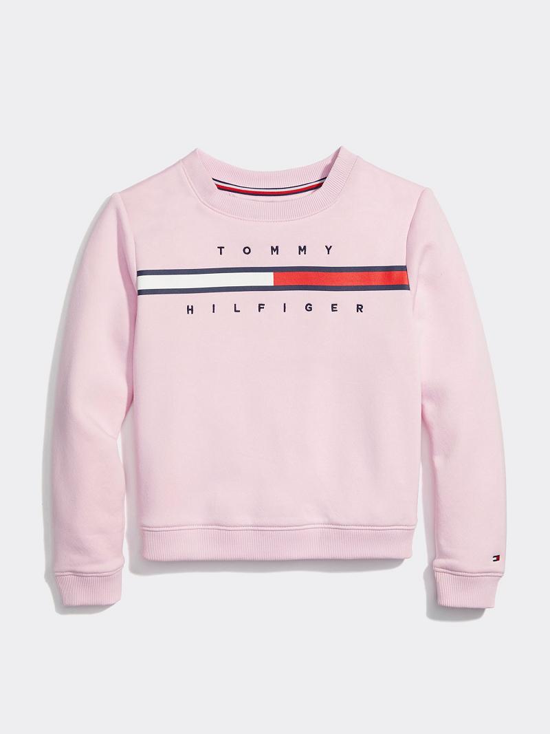 Sweats Tommy Hilfiger Flag Enfant Rose | FR_G1197