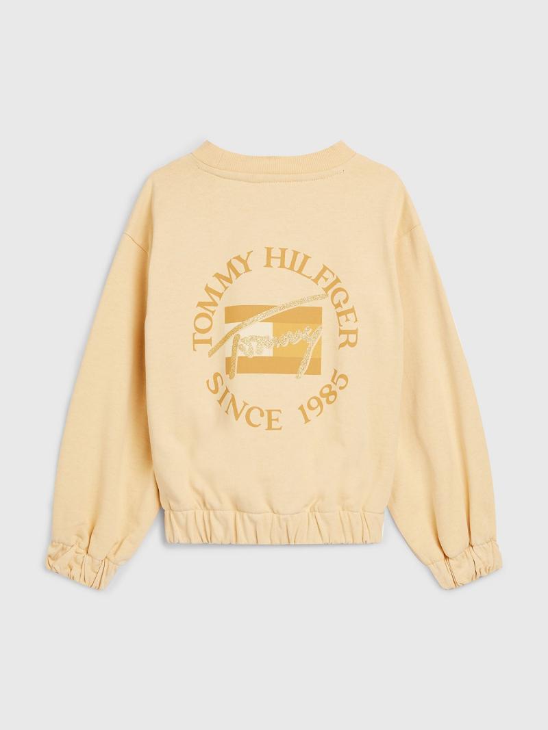 Sweats Tommy Hilfiger Natural Dye Script Enfant Jaune | FR_G1207