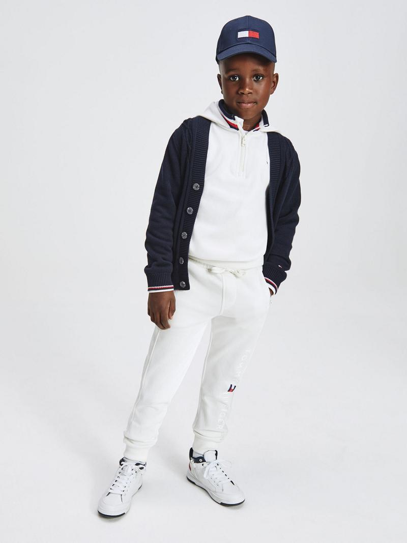 Sweats Tommy Hilfiger Organic Coton Cable Cardigan Enfant Bleu Marine | FR_B2136